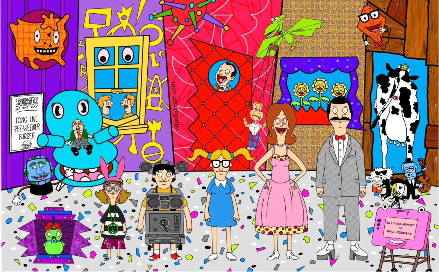 Bob's Burgers x Pee-wee's Playhouse pee wees playhouse bobs burgers fan art ellie duke